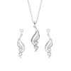 Clara 925 Sterling Silver Swirl Pendant Earrings Chain Necklace Jewellery Set | Platinum Plated, Swiss Zirconia | Modern Gift for Women and Girls