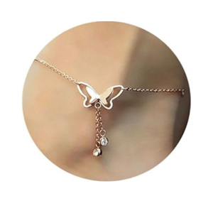 Italian Designer Rose Gold Plated Butterfly Anklet and Necklace for Women and Girls