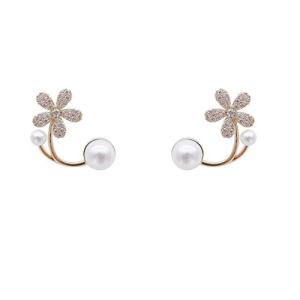 Latest Stylish White Pearl Flower Earrings for Women and Girls
