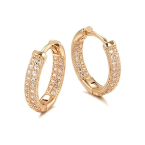 Rose Gold Plated Latest Fancy Stylish Copper Zircon Bali Earrings for Women and Girls