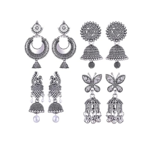 earrings for women fashion jhumka oxidised Silver Earrings