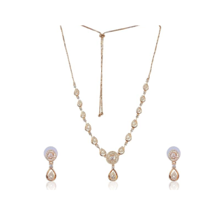 Stylish 18k Rose Gold Plated American Diamond Chain Pendent